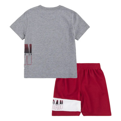 Konjunktiv Jordanien Kinder JDB Jumpman Wrap Logo Tee und Short Set "Gym rot-Carbono"