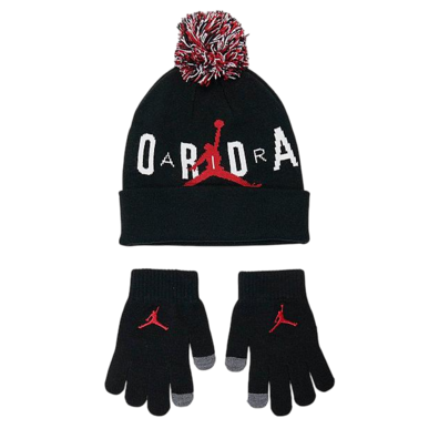 Jordan Kids Pom-Pon Mütze und Handschuhe 2Piece Set "Schwarz"