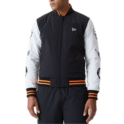 NBA Logo East/West Coast Varsity Jacket "Black/White/Orange"