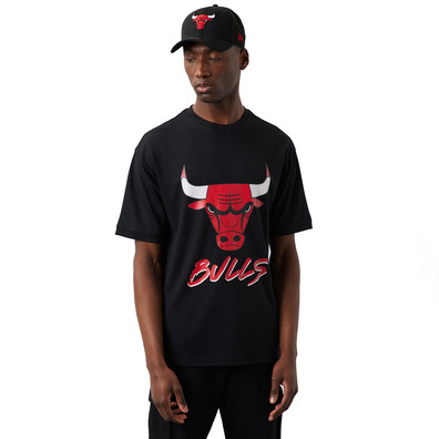 Neue Era NBA Chicago Bulls Logo Script Mesh Oversize Tee "Schwarz"