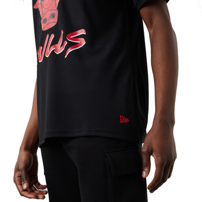 Neue Era NBA Chicago Bulls Logo Script Mesh Oversize Tee "Schwarz"