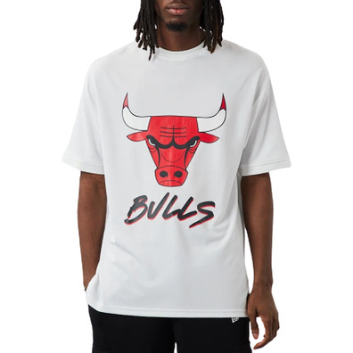 Neue Era NBA Chicago Bulls Logo Script Mesh Oversize Tee "Weiß"