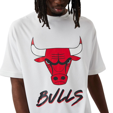 Neue Era NBA Chicago Bulls Logo Script Mesh Oversize Tee "Weiß"