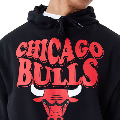 New Era NBA Chicago Bulls Script Oversized Pullover Hoodie "Black"