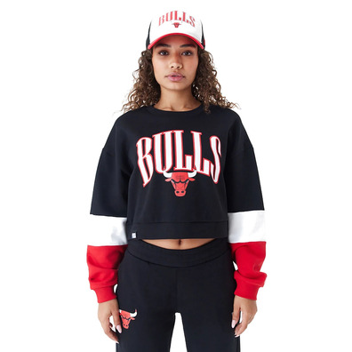 Neu Era NBA Chicago Bulls Frauen Farbe Block Crop Crew Neck Sweatshirt