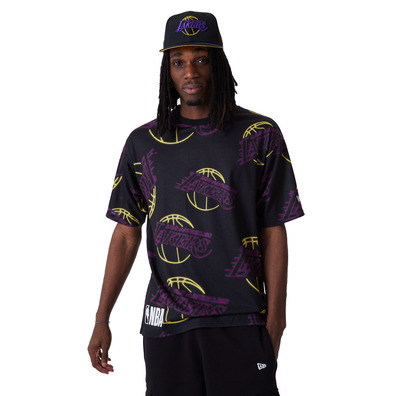 Neu Era NBA L.A Lakers AOP Logo Neon Tee