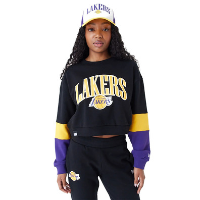 Neu Era NBA LA Lakers Damen Farbe Block Crop Crew Neck Sweatshirt