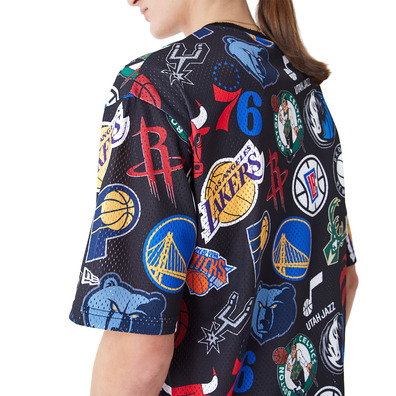 Neues Era NBA Logo Team Alle Over Print Mesh Oversized T-Shirt