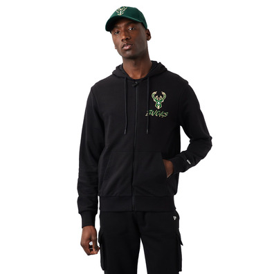 Neu Era NBA Milwaukee Bucks Script Logo FZ Hoodie "Black"