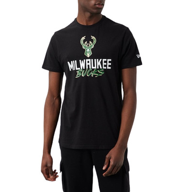 Neu Era NBA Milwaukee Bucks Script Logo Tee "Schwarz"