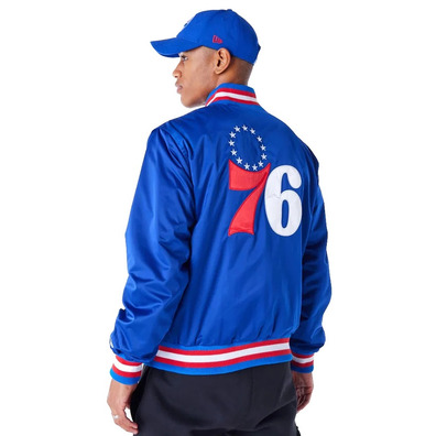 Neue Era NBA Philadelphia 76ers Satin Bomberjacke "Blue"