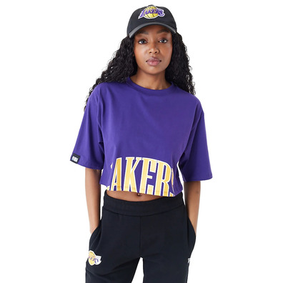 Neu Era NBA Team LA Lakers Womens Wordmark Crop T-Shirt