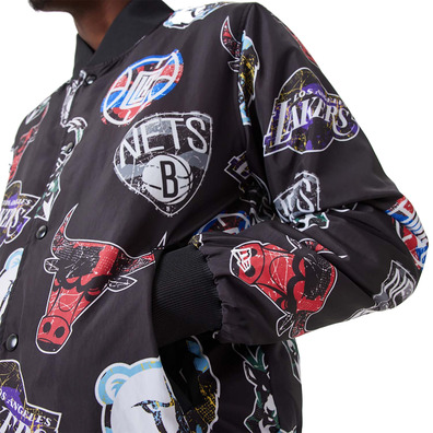 Neue Era NBA Team Logos All Over Print Bomber Jacket "Black"