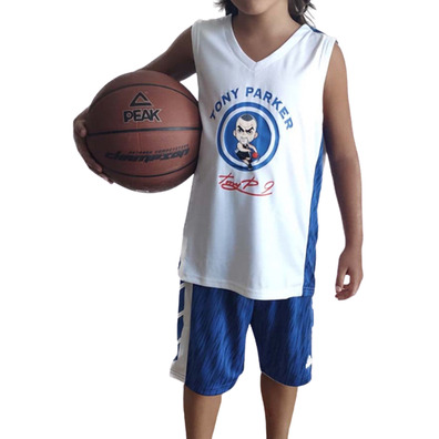 Equipación Junior Peak Sport Basketball Tony Parker Graphic "White-Blue"