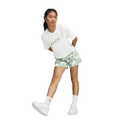 Puma ESS+ BLOSSOM Short Graphic Tee "White-Green"