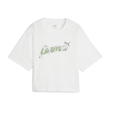 Puma ESS+ BLOSSOM Short Graphic Tee "White-Green"