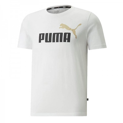 Puma Essentials+ 2 Farbe Logo Tee "Weiß-Putty"