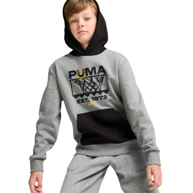 Puma Junior Basketball gewinnen Schuh Hoodie Fleece "Medium Gray"