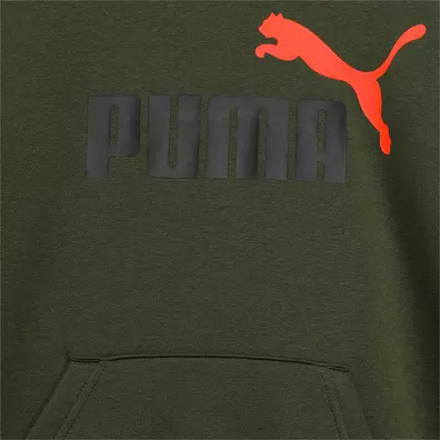 Puma Junior ESS+ 2 Col Big Logo Hoodie FL B "Dark Olive"