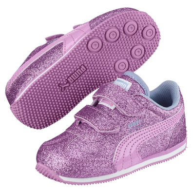 Puma Whirlwind Glitz V Baby Trainer (Black/Orchid)