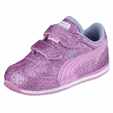 Puma Whirlwind Glitz V Baby Trainer (Black/Orchid)