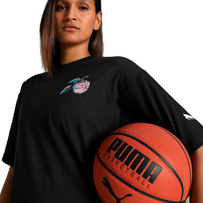 Puma Frauen Basketaball Kirsche auf Top-Grafik überdimensional Fit Tee "Schwarz"