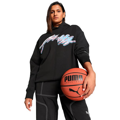 Puma Frauen Basketaball Kirsche auf Top-Grafik überdimensional Hoodie "Schwarz"