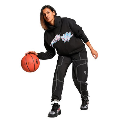 Puma Frauen Basketaball Kirsche auf Top-Grafik überdimensional Hoodie "Schwarz"