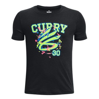 UA Jungen Curry Logo Tee "Black-Lime Surge"