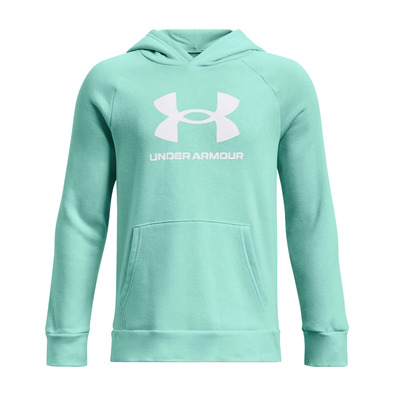 UA Boys\' Rival Fleece Big Logo Hoodie "Neo Turquoise"