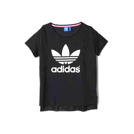 Adidas Original T-Shirt Long Logo Trefoil (negro/blanco)