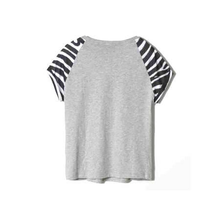 Adidas Original T-Shirt Frau Trefoil Logo Zebra (gris/blanco)