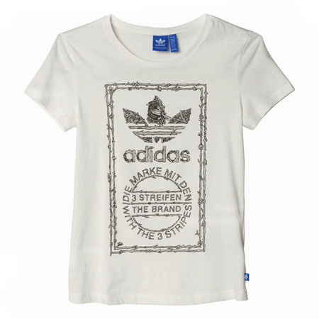 Original Damen Adidas Tongue Label Bird T-Shirt (weiß)