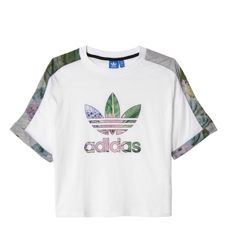 Adidas Originals Mujer Camiseta Zug Manschette Trefoil Floral (blanco)