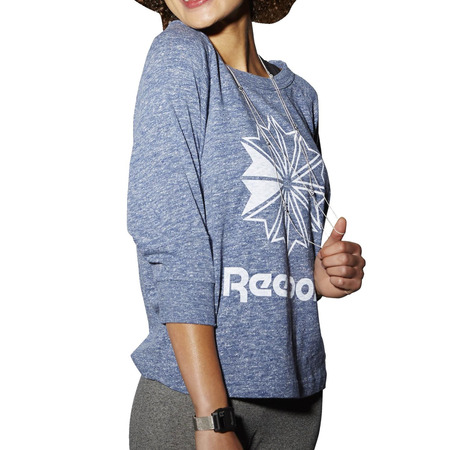 Reebok Mujer Foundations Iconic Back Zip Crew Sweatshirt (indigo)