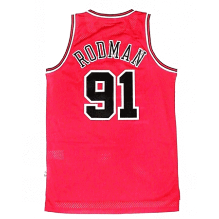 Adidas NBA Bulls Rodman Jersey Bestickt (rot/weiß)