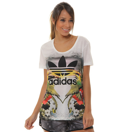 Original Adidas T-Shirt Tropical Woman Print (mehrfarbig weiß)