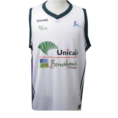 Unicaja Málaga ACB 2a Equipación 2014/15 (blanco/verde/morado)