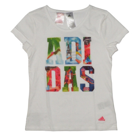 Adidas Mädchen junge Grafik K4K Tee (blanco/azul)