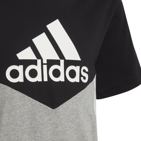 Adidas Boy\'s Colorblock T-Shirt "Black/Medium Grey Heather"