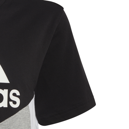 Adidas Boy\'s Colorblock T-Shirt "Black/Medium Grey Heather"