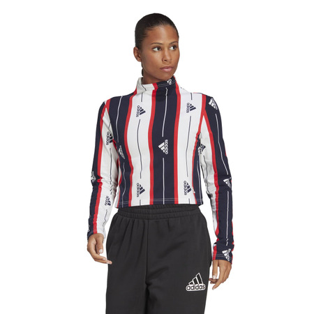 Adidas Essentials Pin Stripe Allover Drucken Langarm-Top