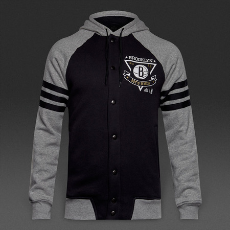 Adidas Washed Baseballjacke Brooklyn Nets(Negro/Gris)