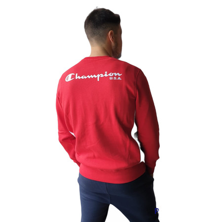 Champion Basketball USA Script Logo Tap Fleece Sweatshirt "Red"