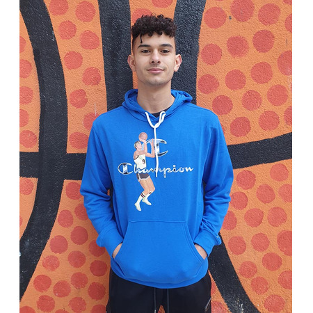 Champion Basketball Vintage Script Logo Kapuzenpullover "Blau"