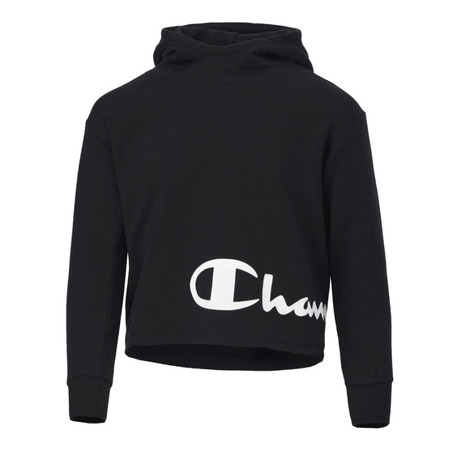 Champion Girls Legacy Script Logo Wraparound Print Boxi Hoodie "Black"