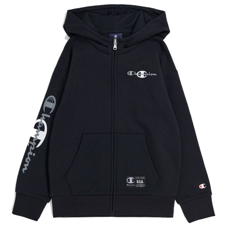 Champion Kids Basketball Logo Full-Zip Fleece Hoodie "Black"