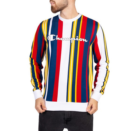 Champion Legacy Candy Stripe Script Big Logo Crewneck Sweatshirt