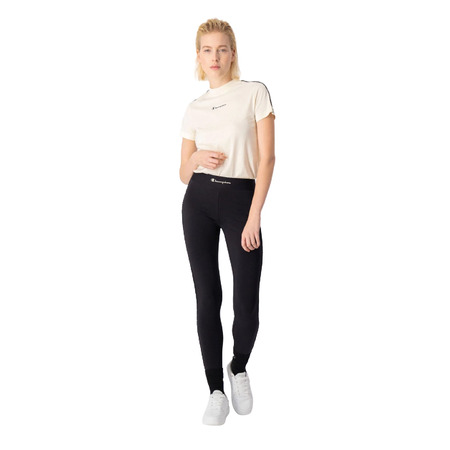 Champion Legacy Contrast Trim Cotton Leggings "Schwarz"