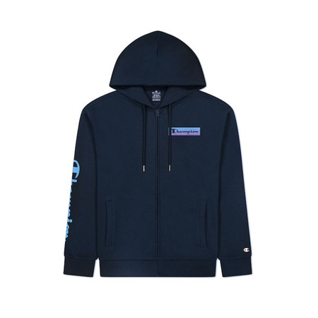 Champion Legacy Script Flock Box Logo Fleece FZ Hoodie "Navy"